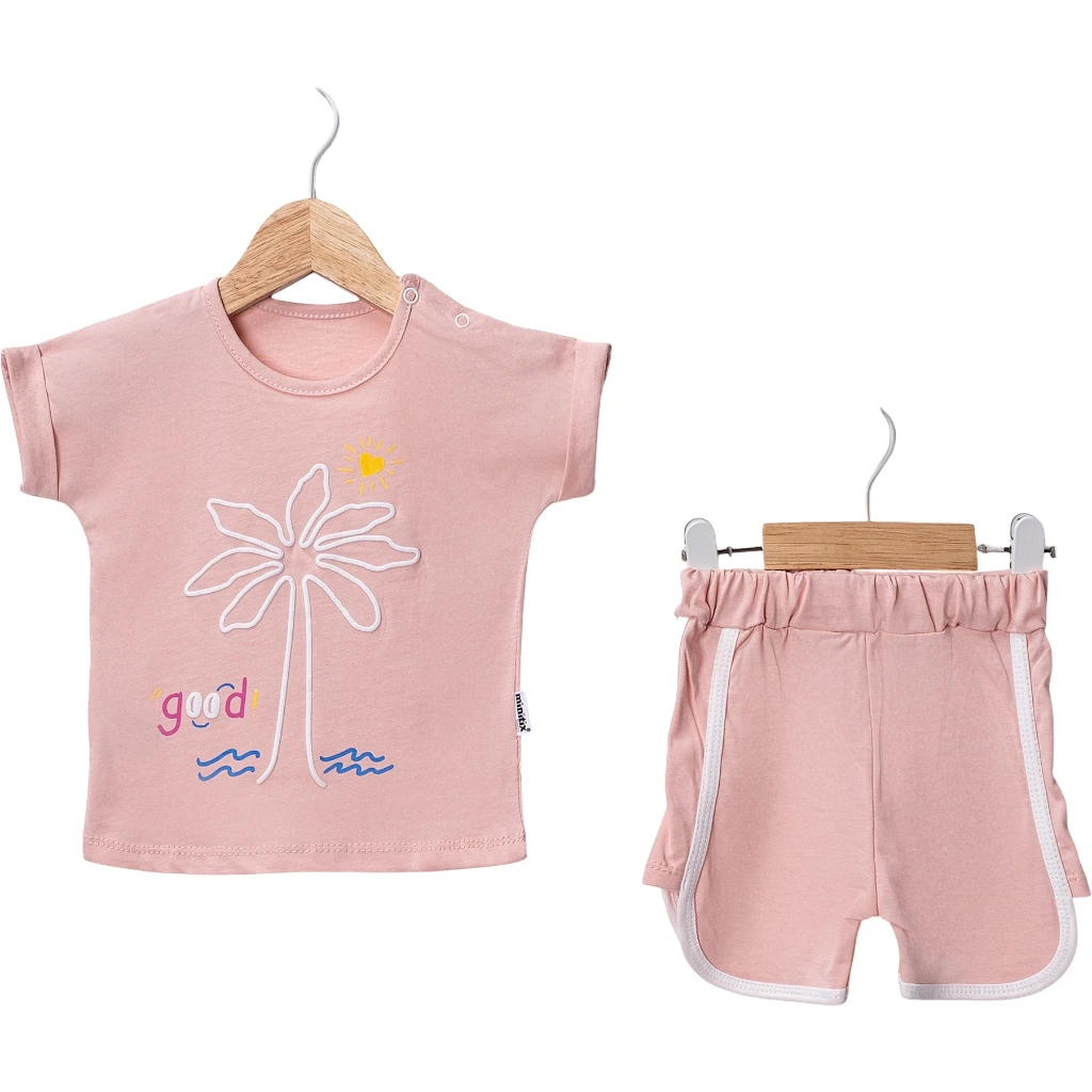 Palm-Printed Set (Pink, 0/3M, Boy)