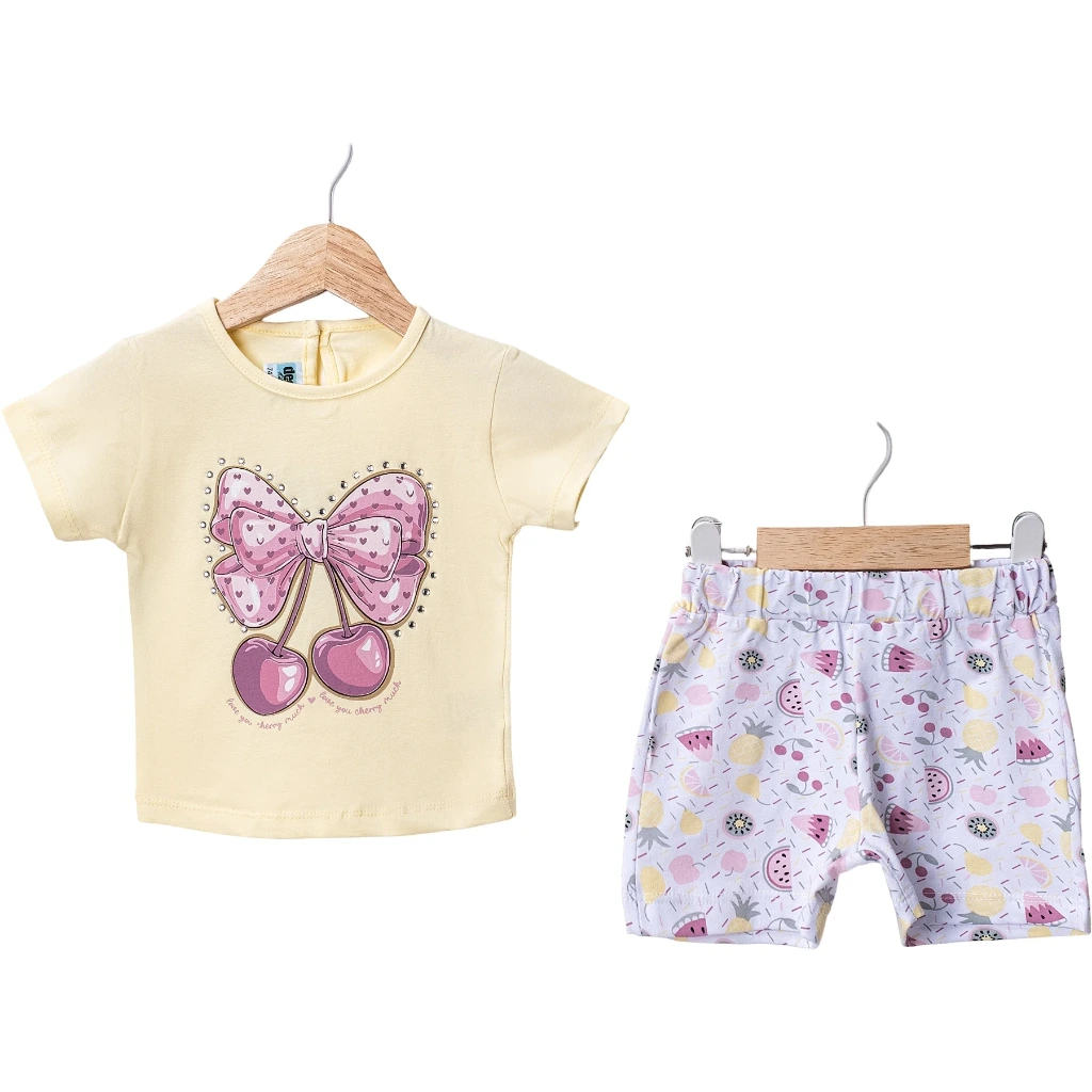 Cherry Bow Duo (Yellow, 9/12M)