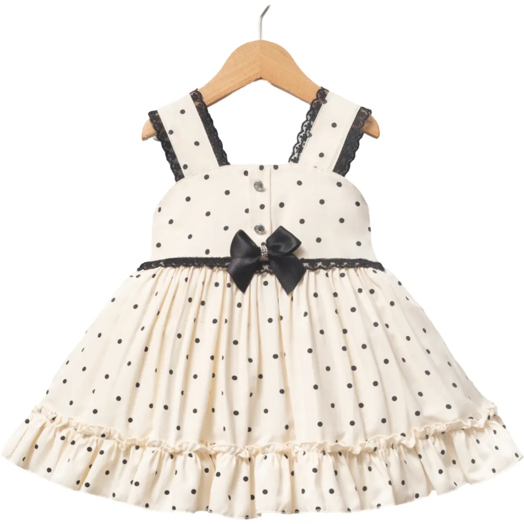 Polkadot Ribbon Baby Dress (Pink, 6/9M)