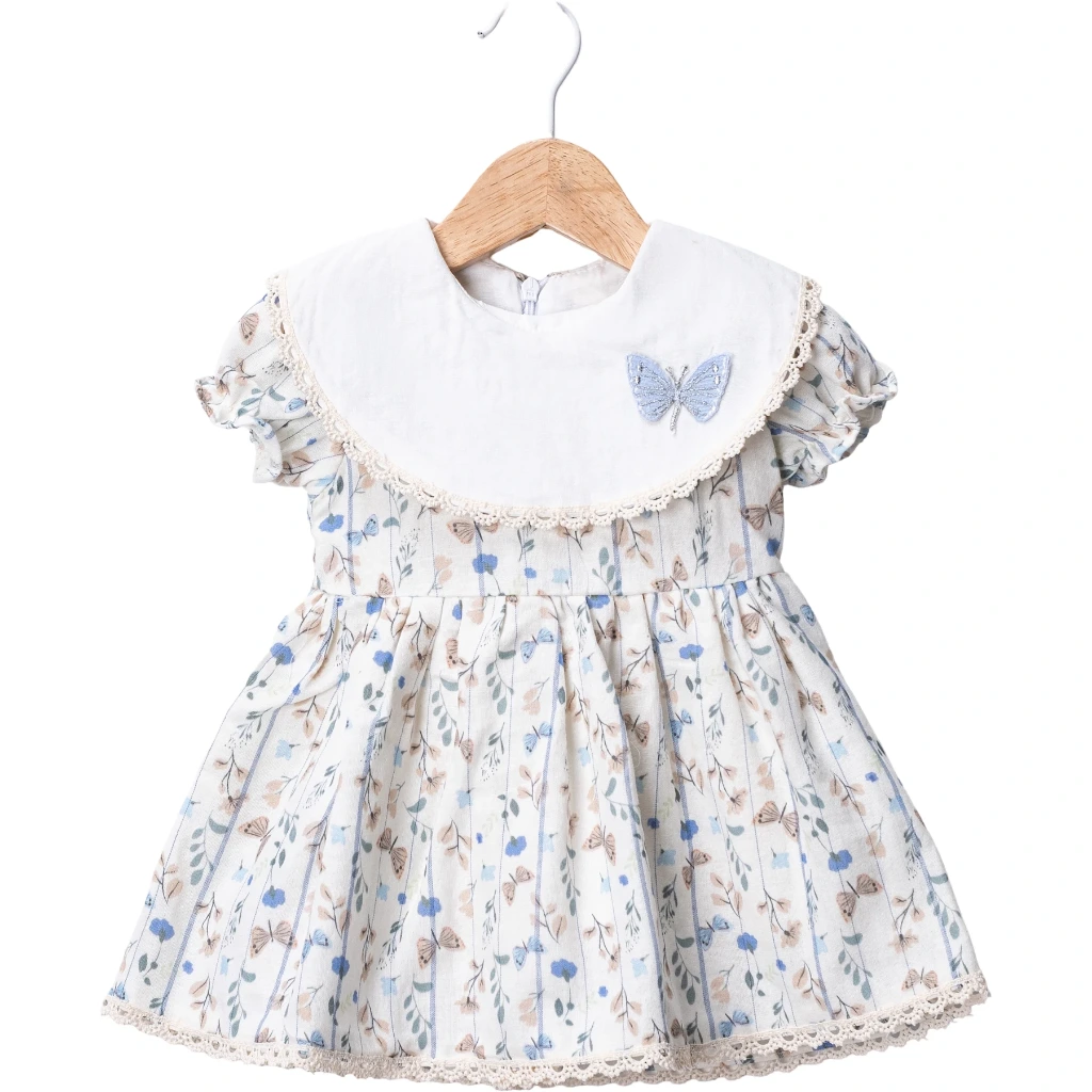 Butterfly-Embroidered Dress for Girls