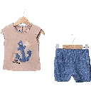 Embroidered and Printed Girls' Shorts Set