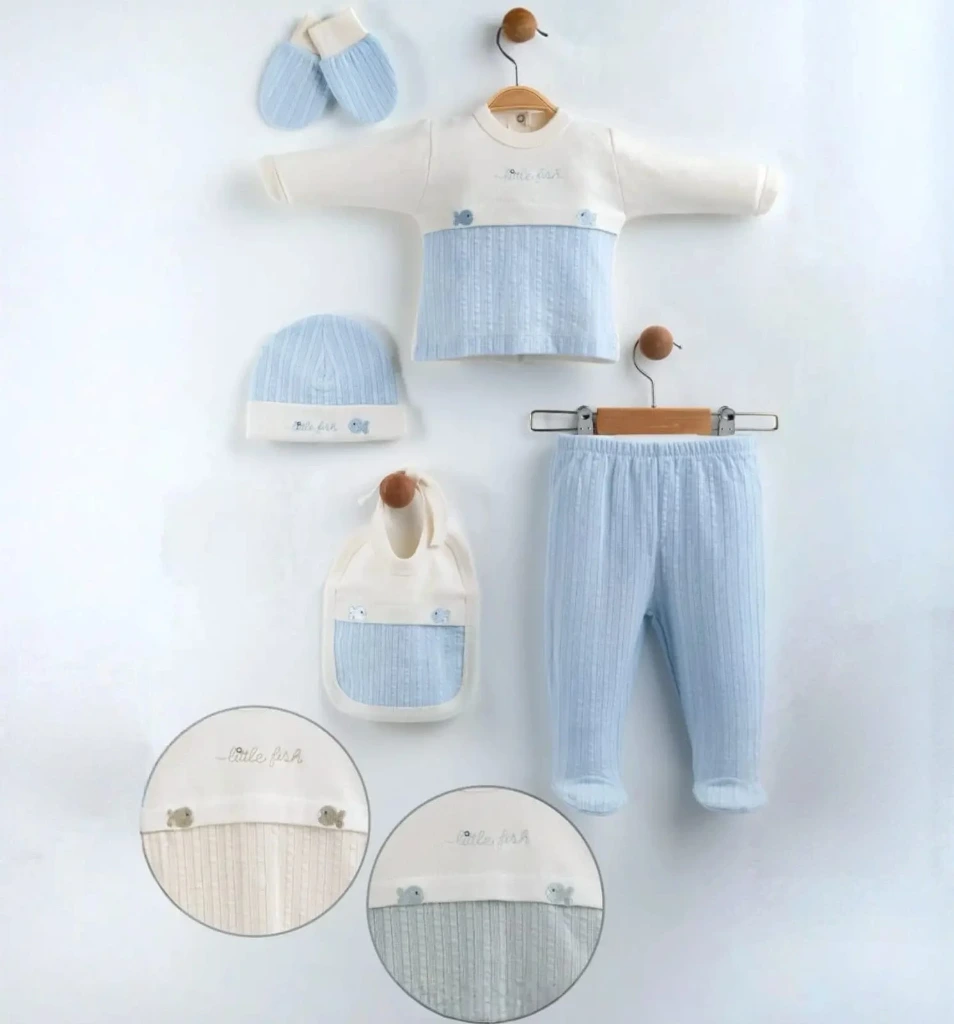 Exclusive Set of Baby Girl Cyan Smooth Clothes (0/3M)