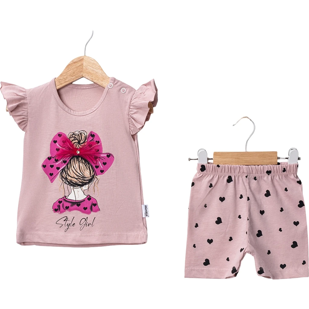 Blush Heart Bow Set (Powder Pink, 18M)