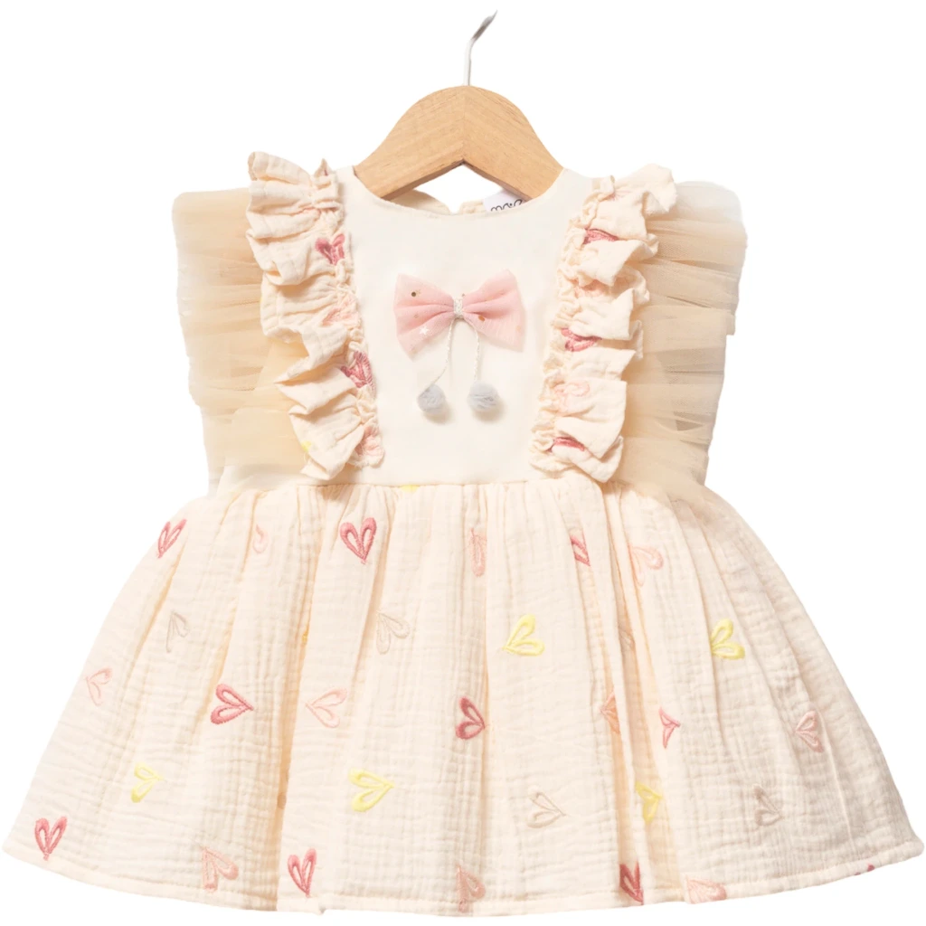 Heart Tulle Baby Dress (Pink, 3/6M)