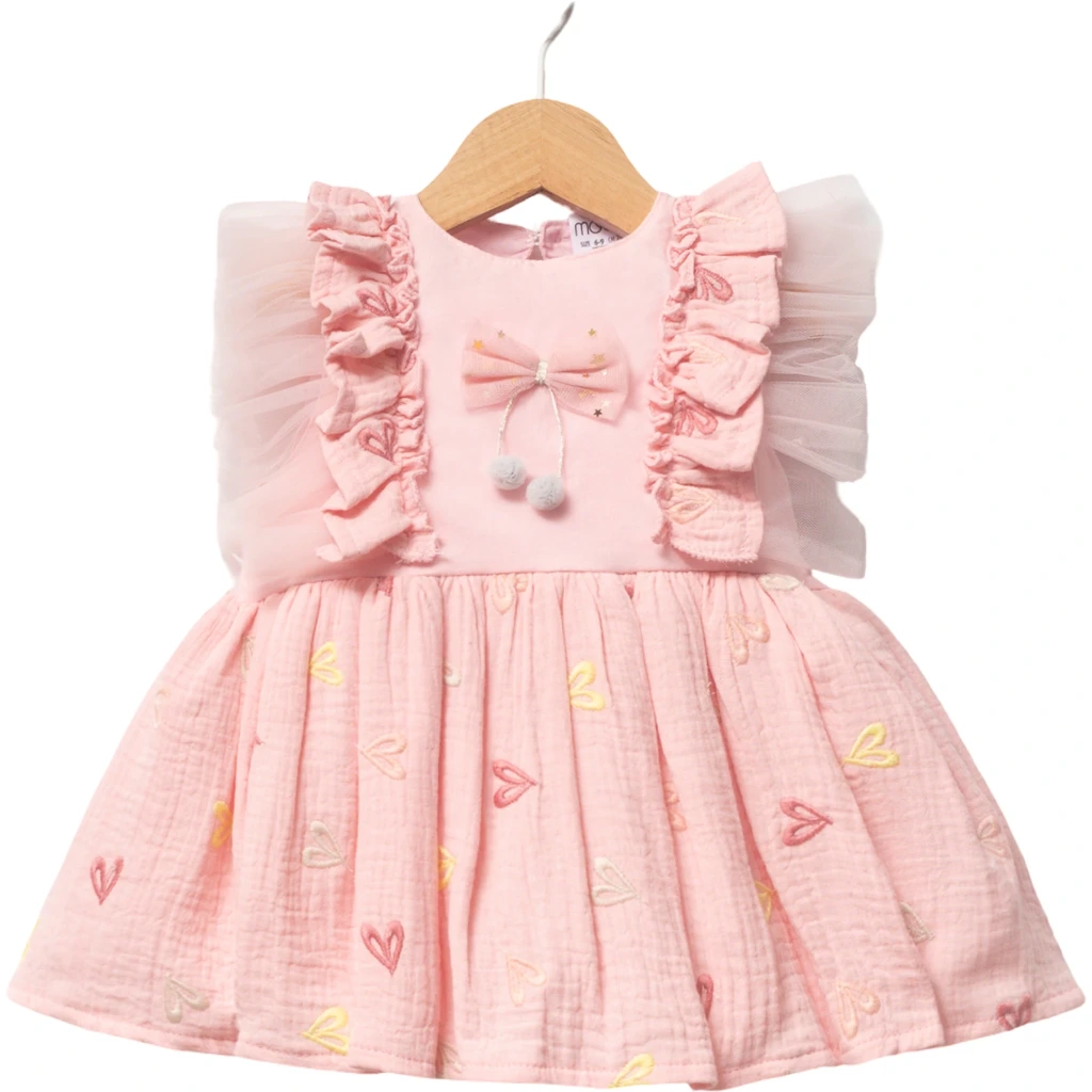 Heart Tulle Baby Dress (Pink, 3/6M)