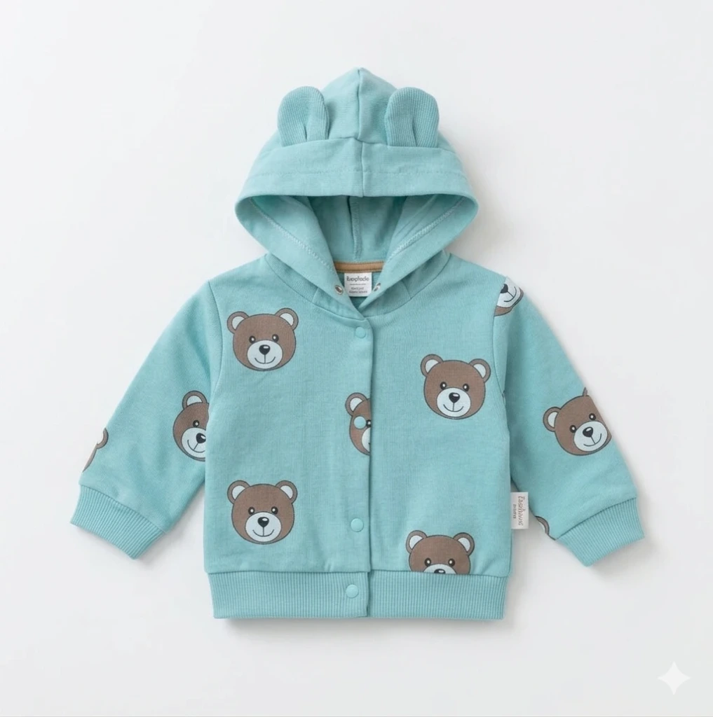 Blue Teddy Bear Hoodie (0/3M, Boy)