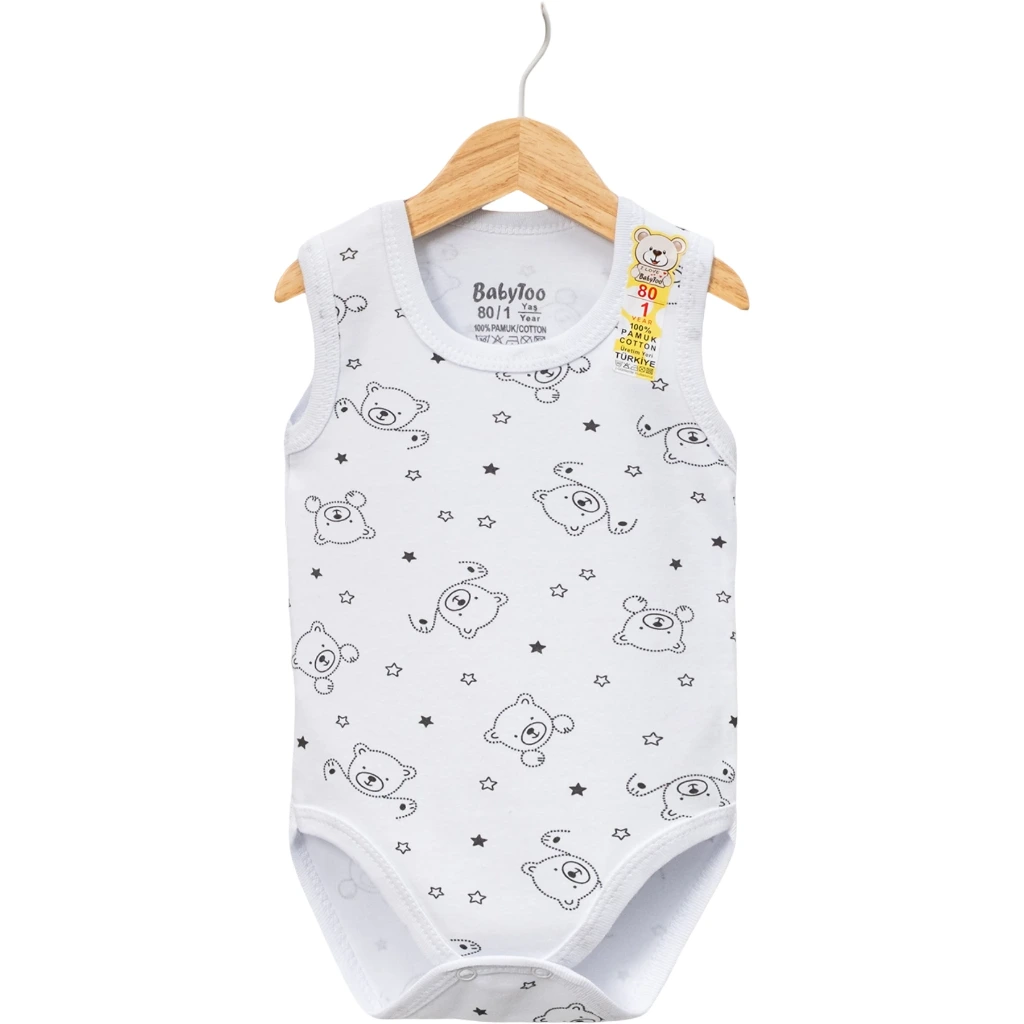Bear Print Sleeveless Bodysuit