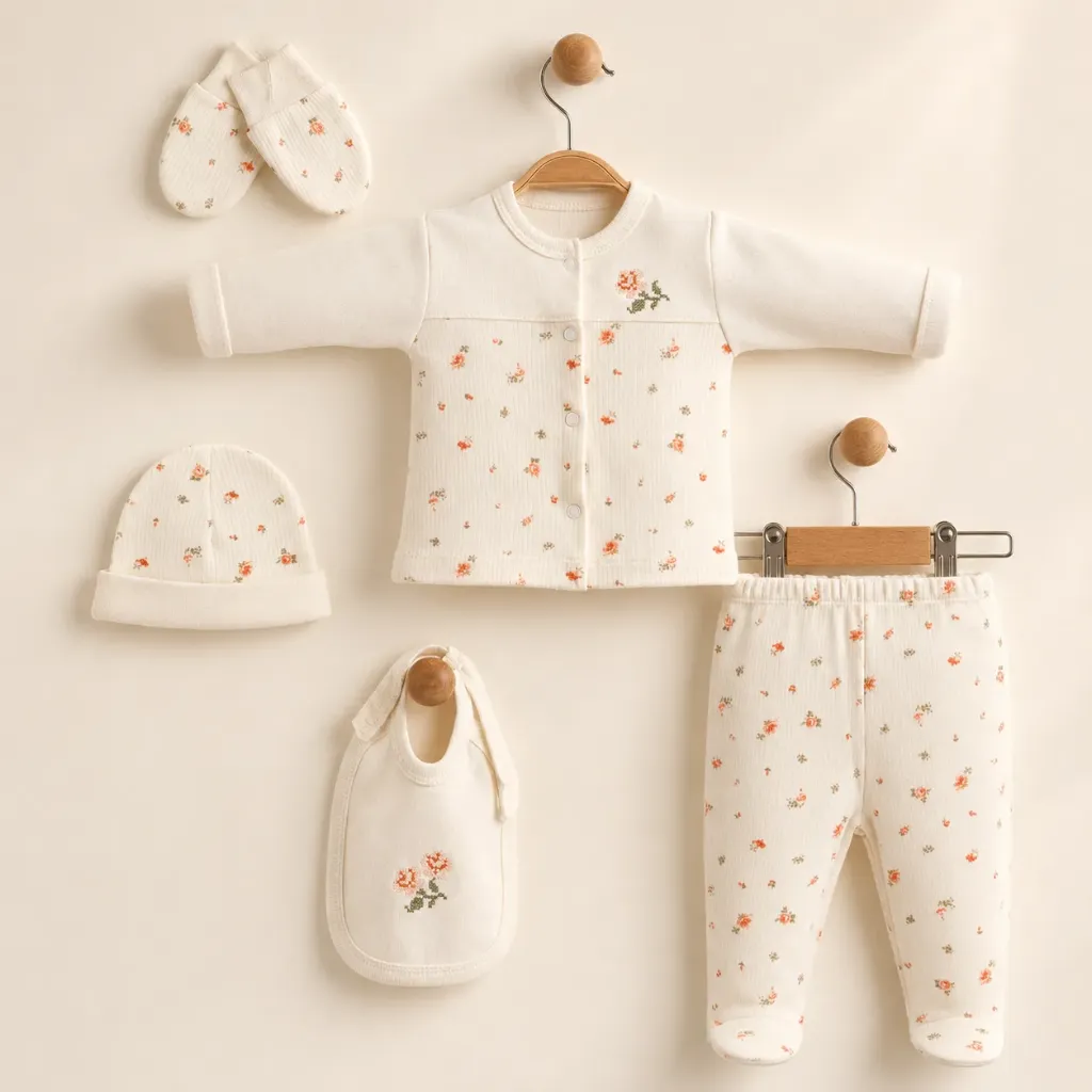Beauty Pixellated Flowers Top & Bottom Set