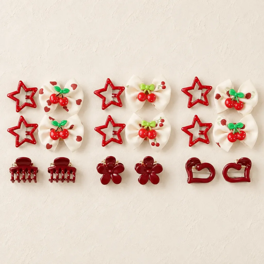 Sweet Red Hair Clips (Heart)
