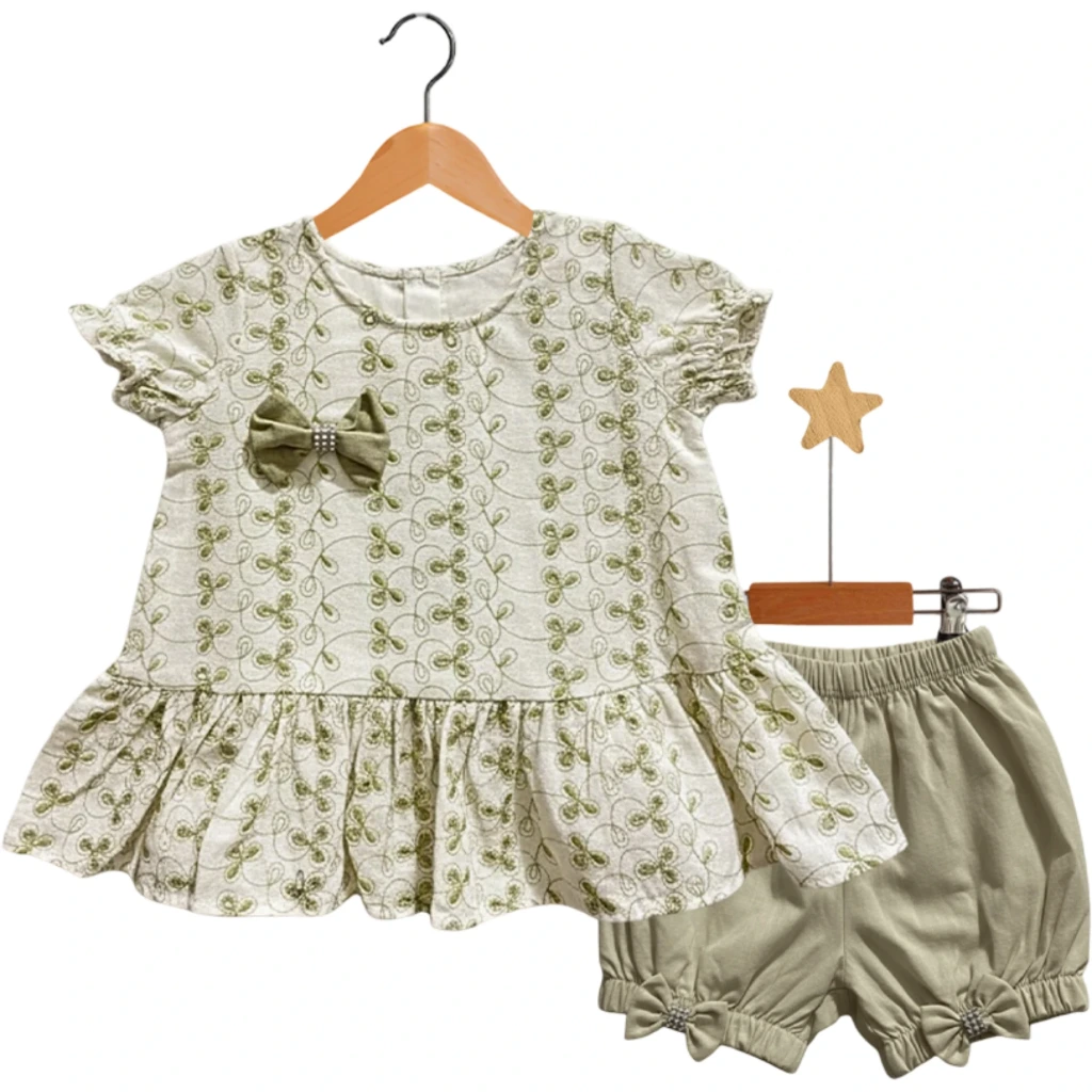 Bow-Tie Jacquard Set for Girls