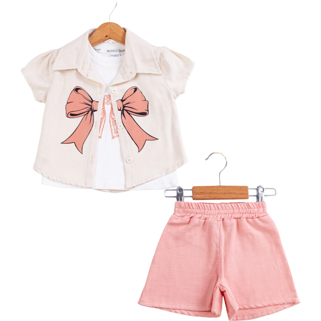 Bomlo Bow-Decorated Girl's Shirt