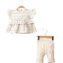 Flower-Embellished Cream Girl Set