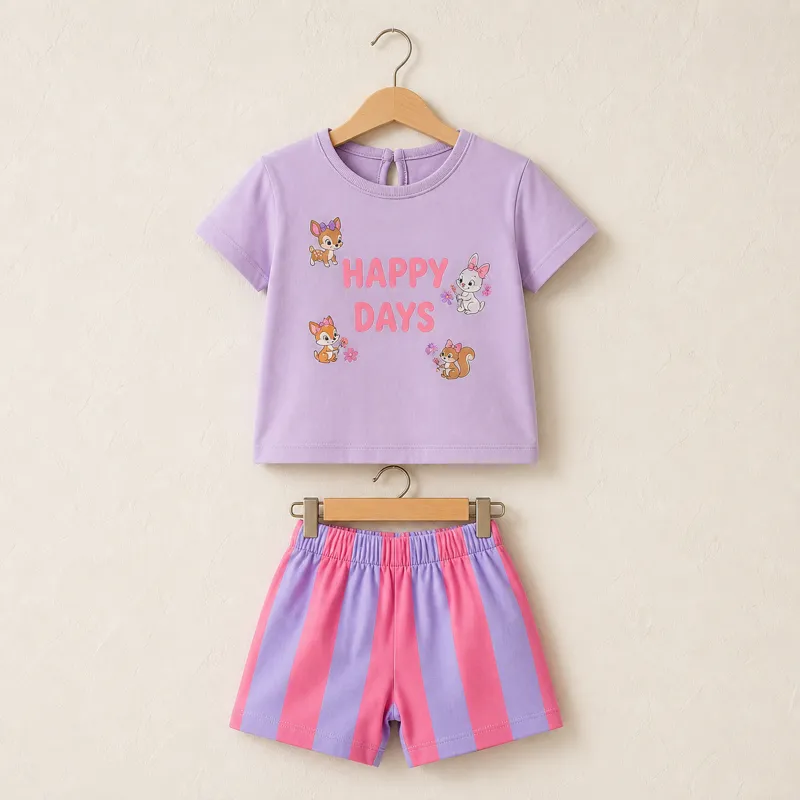 Happy Critter Shorts Set