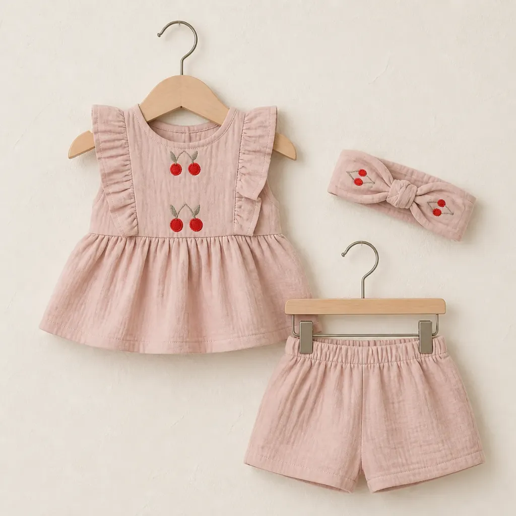 Cute Cherry Shorts Set